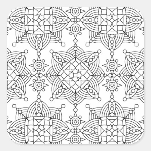 Inspiriertes Tribal-Künstlerisches Muster Quadratischer Aufkleber (Vorderseite)