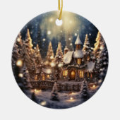Inspiriertes Weihnachtsgeschenk Märchenschloss Keramik Ornament (Vorne)