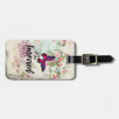 Inspiriertes Zitat & Rosa Schmetterling Shabby Col Gepäckanhänger (Vorderseite horizontal)