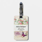 Inspiriertes Zitat & Rosa Schmetterling Shabby Col Gepäckanhänger (Rückseite vertikal)