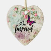 Inspiriertes Zitat & Rosa Schmetterling Shabby Col Keramikornament (Rechts)