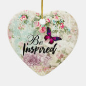Inspiriertes Zitat & Rosa Schmetterling Shabby Col Keramikornament (Hinten)