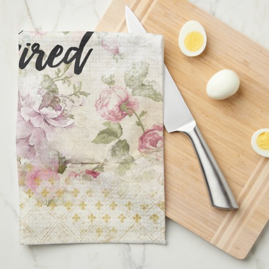 Inspiriertes Zitat & Rosa Schmetterling Shabby Col Küchentuch (Viertel Falte)