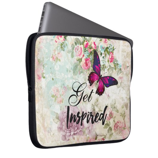 Inspiriertes Zitat und rosa Schmetterling - Kollag Laptopschutzhülle (Vorne Rechts)