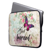 Inspiriertes Zitat und rosa Schmetterling - Kollag Laptopschutzhülle (Vorderseite Links)