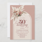 Inspiring Arch Powder Pink Pampas Floral Fifty 50 Einladung (Vorderseite)