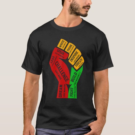 Inspiring Black Leaders Power Fist Hand Black Hist T-Shirt (Vorderseite)