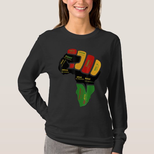 Inspiring Black Leaders Power Fist Hand Black Hist T-Shirt (Vorderseite)