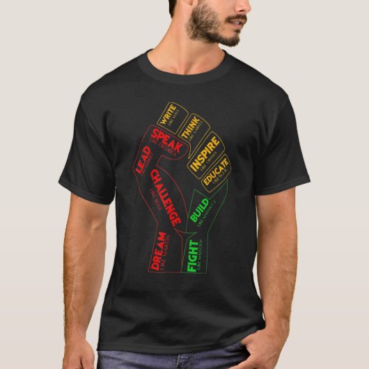 Inspiring Black Leaders Power Fist Hand Black Hist T-Shirt (Vorderseite)