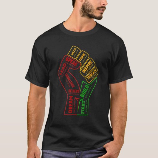 Inspiring Black Leaders Power Fist Hand Black Hist T-Shirt (Vorderseite)