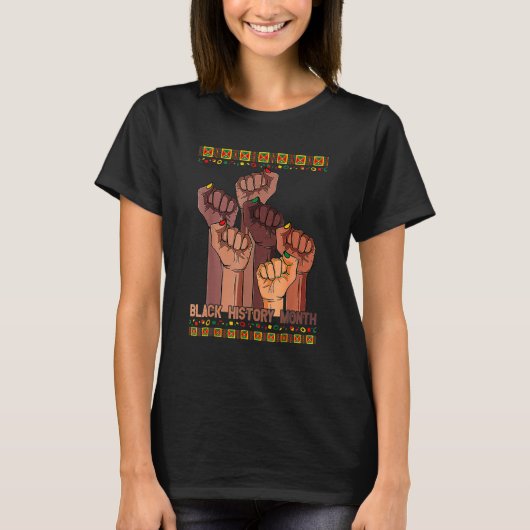 Inspiring Black Leaders Power Fist Hand Black Hist T-Shirt (Vorderseite)