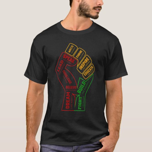 Inspiring Black Leaders Power Fist Hand Black Hist T-Shirt (Vorderseite)