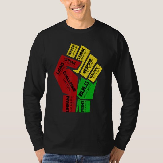 Inspiring Black Leaders Power Fist Hand Black Hist T-Shirt (Vorderseite)