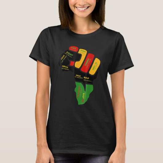 Inspiring Black Leaders Power Fist Hand Black Hist T-Shirt (Vorderseite)