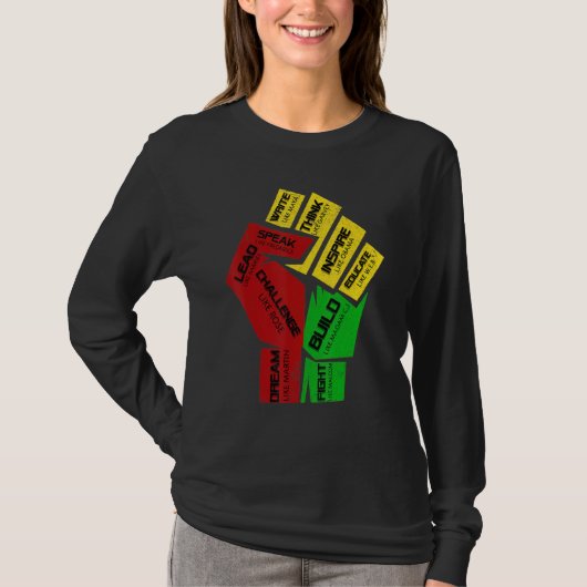 Inspiring Black Leaders Power Fist Hand Black Hist T-Shirt (Vorderseite)