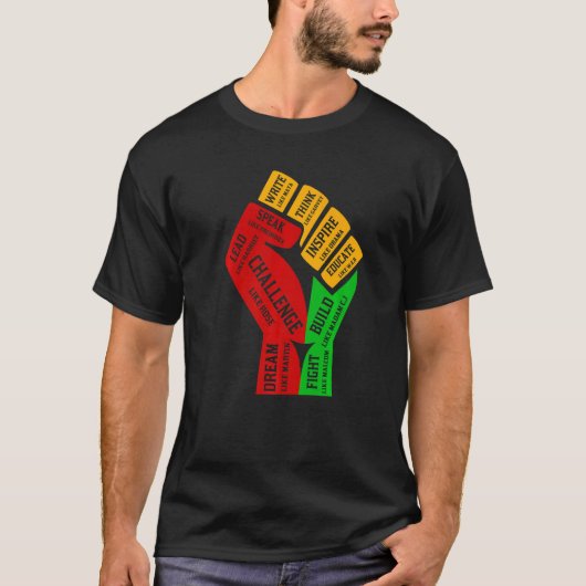 Inspiring Black Leaders Power Fist Hand Black Hist T-Shirt (Vorderseite)