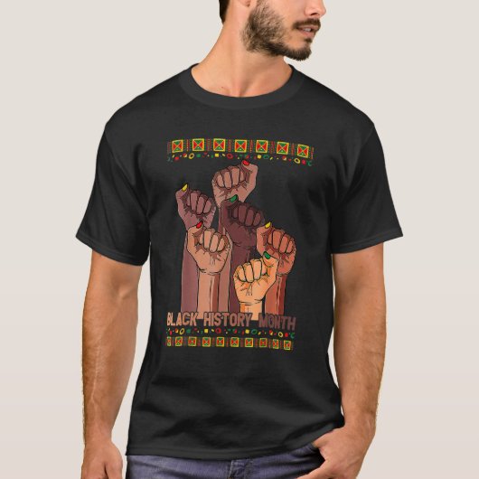 Inspiring Black Leaders Power Fist Hand Black Hist T-Shirt (Vorderseite)