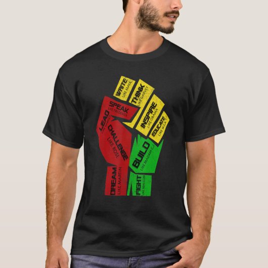 Inspiring Black Leaders Power Fist Hand Black Hist T-Shirt (Vorderseite)