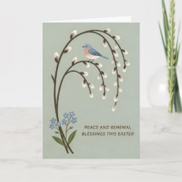 Inspiring Easter Peace Renewal Bluebird Willow Feiertagskarte