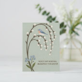Inspiring Easter Peace Renewal Bluebird Willow Postkarte (Stehend Vorderseite)