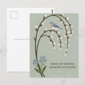 Inspiring Easter Peace Renewal Bluebird Willow Postkarte (Vorne/Hinten)