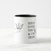 Inspiring funny design Jesus loves you and I try Tasse (Zentrum)