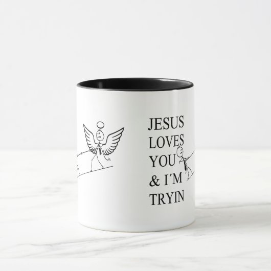 Inspiring funny design Jesus loves you and I try Tasse (Zentrum)