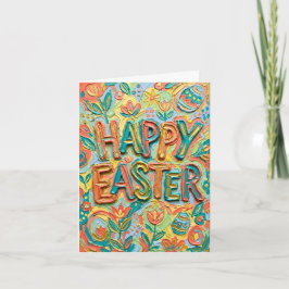 Inspiring Happy Easter Floral Impasto Painting Art Feiertagskarte
