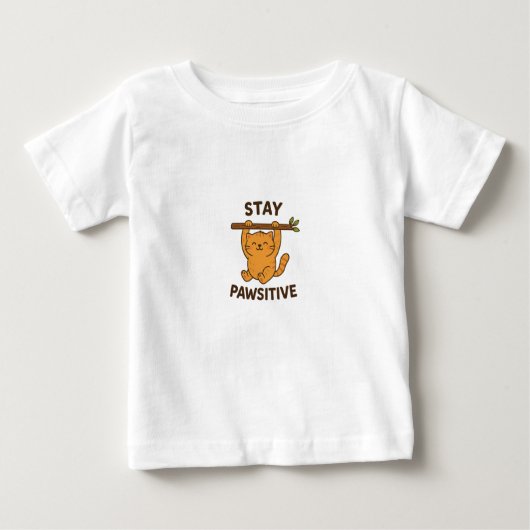 Inspiring "Stay pawsitive" Quote Print Baby T-shirt (Vorderseite)