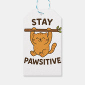 Inspiring "Stay pawsitive" Quote Print Geschenkanhänger (Rückseite)