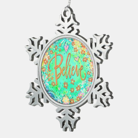 Inspirivity von "Belive" Schneeflocken Zinn-Ornament (Rechts)