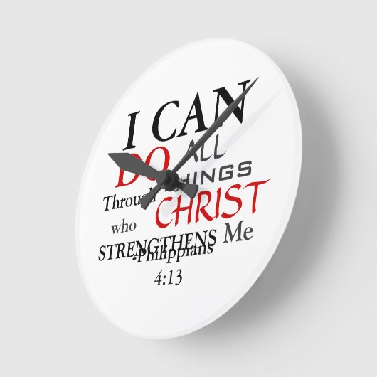 Inspring PHILIPPIANS 4:13 Runde Wanduhr (Winkel)