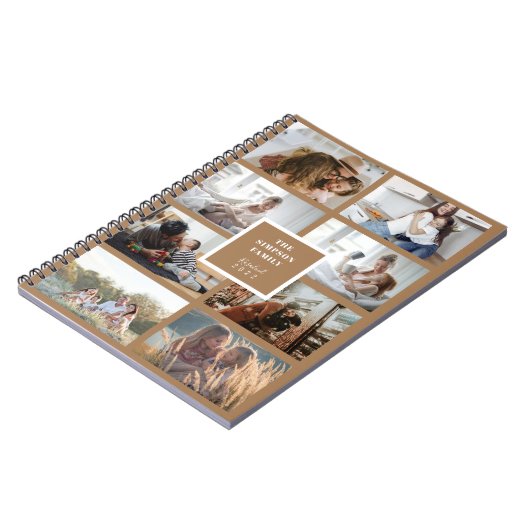 INSTA-Familie Foto Collage Light Brown Notizblock (Linke Seite)