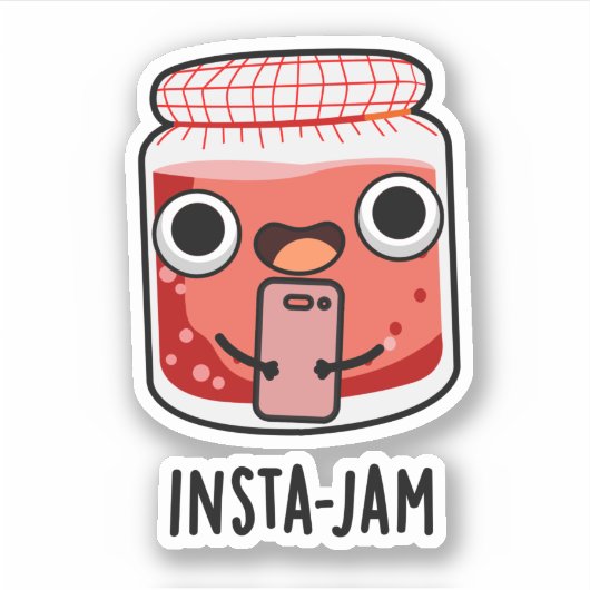 Insta-jam Funny Social Media Jam Pun Aufkleber (Vorderseite)