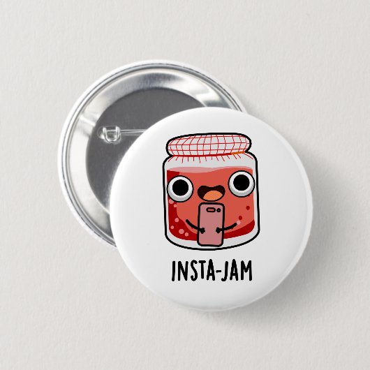 Insta-jam Funny Social Media Jam Pun Button (Vorne & Hinten)