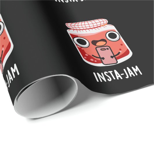 Insta-jam Funny Social Media Jam Pun Dark BG Geschenkpapier (Rolleneckpunkt)