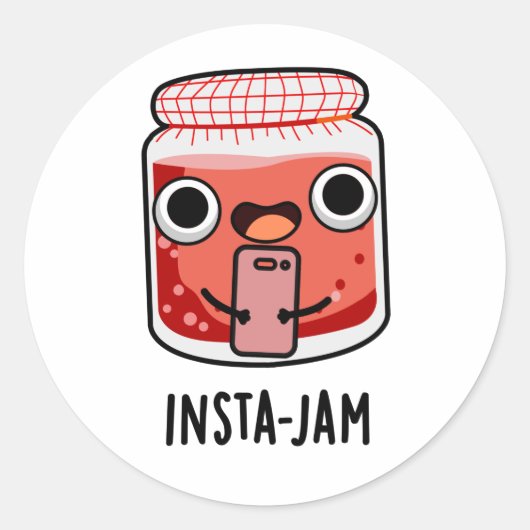 Insta-jam Funny Social Media Jam Pun Runder Aufkleber (Vorderseite)