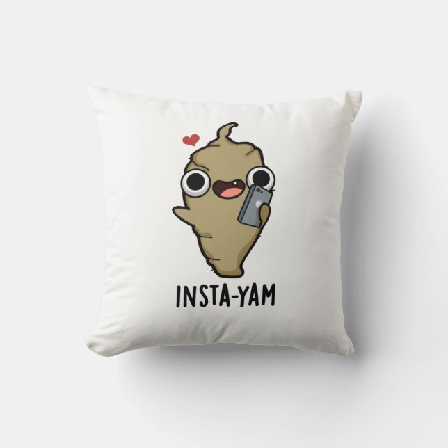 Insta-yam Funny Social Media Veggie Pun Kissen (Vorderseite)