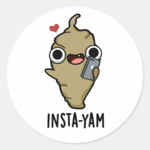 Insta-yam Funny Social Media Veggie Pun Runder Aufkleber
