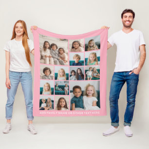 Instagram 14 Foto-Collage - kann rosa bearbeiten Fleecedecke