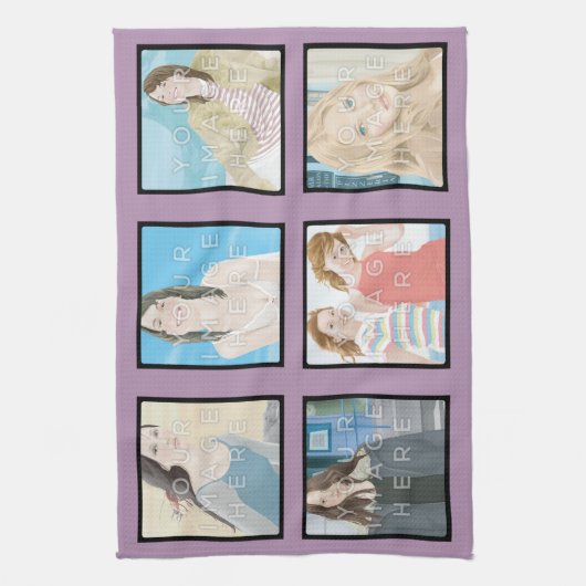 Instagram 6-Foto kundenspezifisches violettes Handtuch (Vertikal)