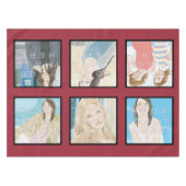 Instagram 6-Foto rote kundenspezifische Tischdecke (Vorderseite (Horizontal))