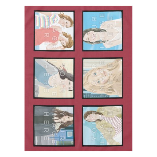 Instagram 6-Foto rote kundenspezifische Tischdecke (Vorderseite)