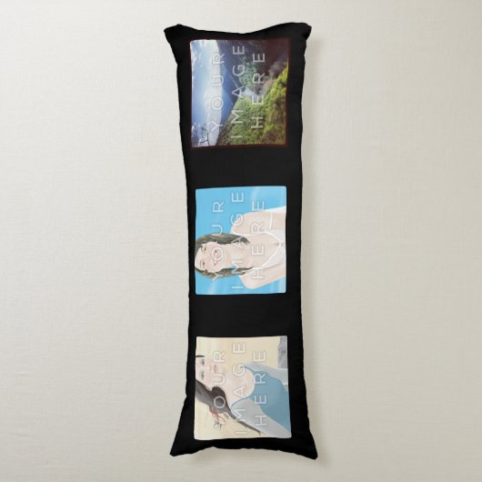 Instagram 6-Foto schwarzes kundenspezifisches Seitenschläferkissen (Vorderseite Vertikal)