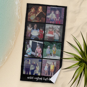 Instagram 8 Foto Collage - Schrifttext - schwarz Strandtuch