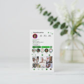 Instagram benutzerdefinierter grüner QR-Code | Soc Visitenkarte (Stehend Vorderseite)