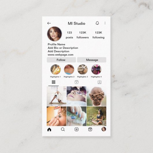 Instagram Business Cards, Influencer, Östhetiker Visitenkarte (Vorderseite)