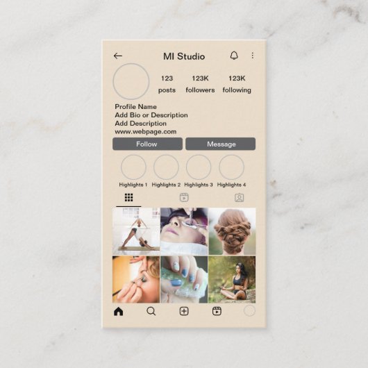 Instagram Business Cards, Influencer, Östhetiker Visitenkarte (Vorderseite)