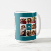 Instagram Collage mit benutzerdefiniertem Monogram Kaffeetasse (VorderseiteRechts)