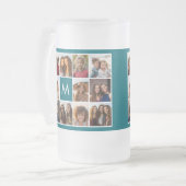 Instagram Collage mit benutzerdefiniertem Monogram Mattglas Bierglas (Vorderseite Links)